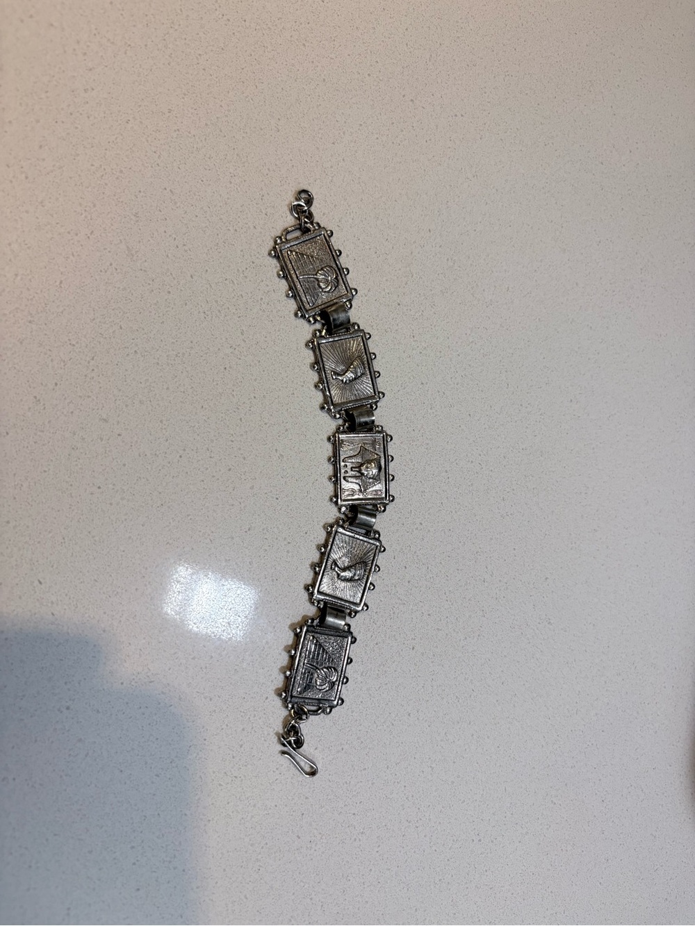 Silver-Tone Women's Panel Bracelet with Egyptian ancient Egypt 🇪🇬 motifs